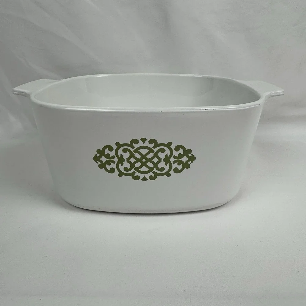 VTG  CorningWare A-2-B Green Medallion Shell Oil Promo 2 Qt Casserole